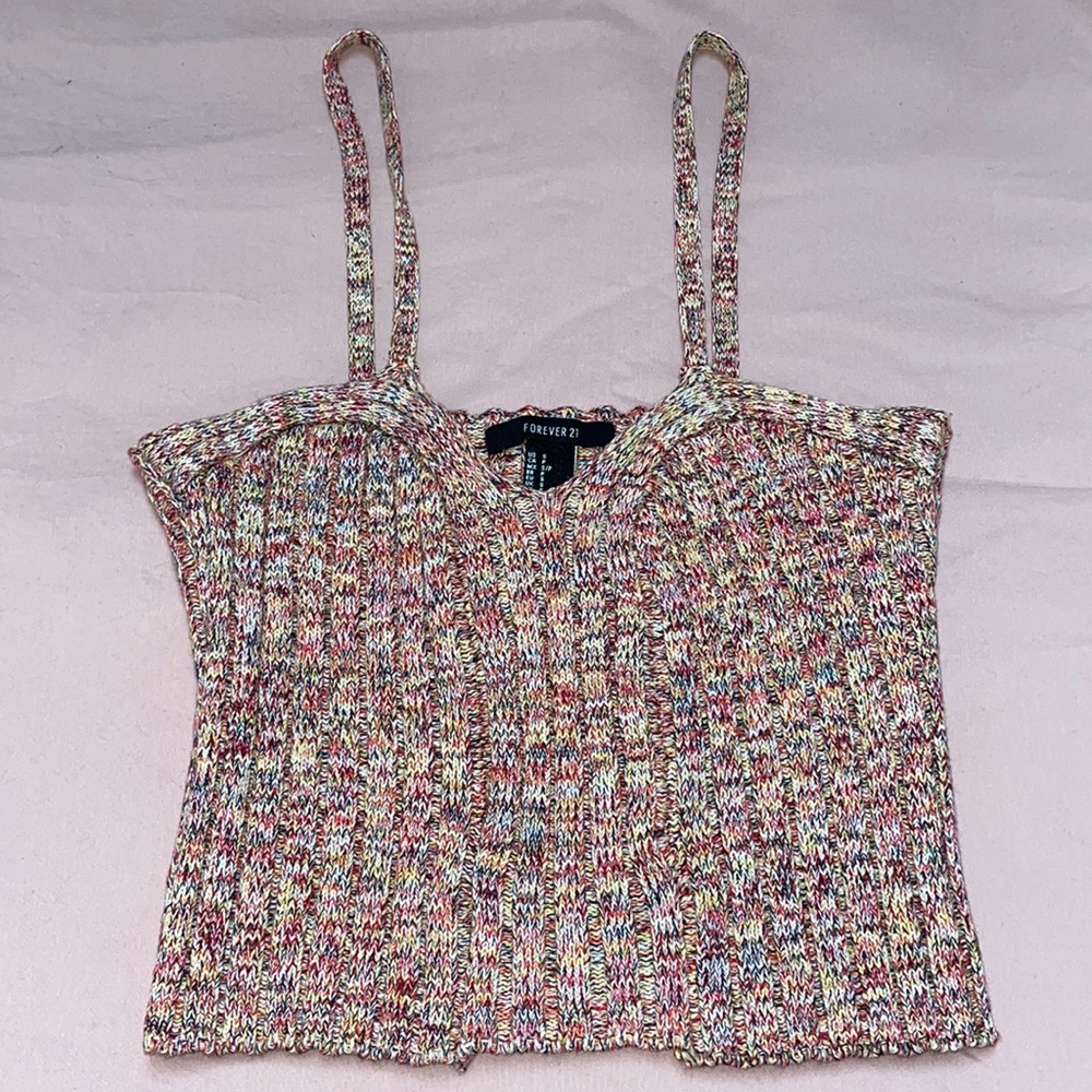 Multicolored rainbow knitted tank top vintage